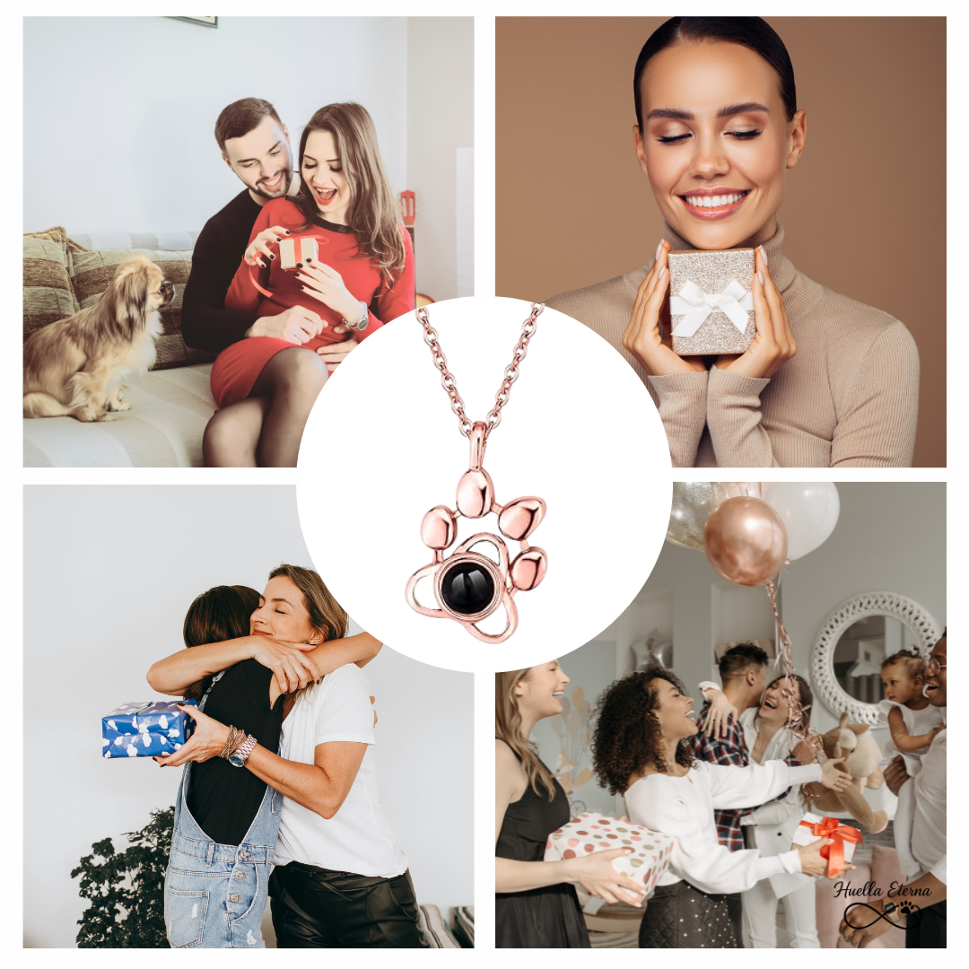 Colgante personalizado con foto proyectada de tu mascota – Diseño en forma de huella
