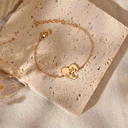 Pulsera personalizada con foto proyectada y huella grabada – Pulsera corazón con nombre